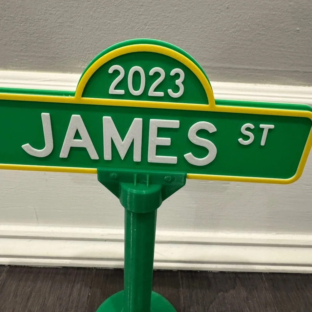NWT Custom Made Sesame Street Green and Yellow James St 2023 Sign Decor